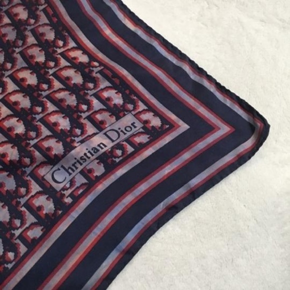 Dior Red White Black Trotter Style Logo Silk Wrap - Picture 3 of 6